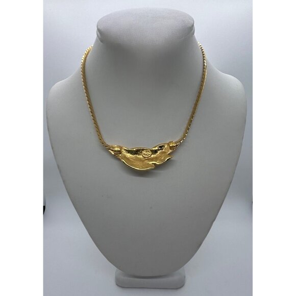 Napier Necklace Beige Enamel On Gold-tone Metal Choker Spring Ring Vintage 16 In - Picture 4 of 6